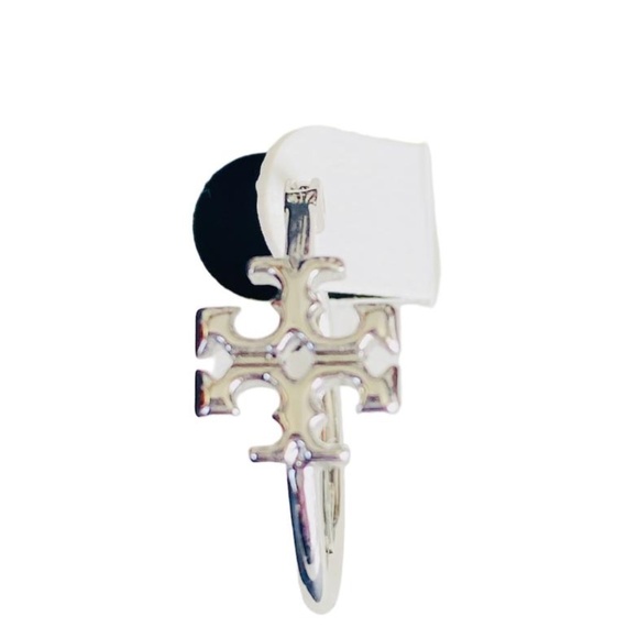 NEW Tory Burch Small Eleanor Hoop Logo Earrings in Gold or Silver - Picture 10 of 12